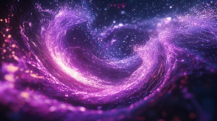 Futuristic digital particles wave in cyberspace, abstract technology background with glowing data streams and network connections


