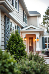 Fototapeta premium Luxury House Exterior: Beautiful Home with Landscaping and Garden. Real Estate Photography
