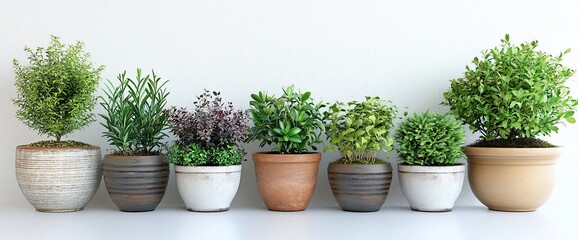 Fototapeta premium Collection of potted plants in different sizes and shapes.