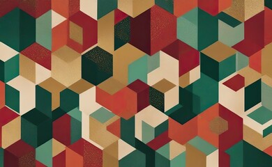 A dynamic abstract geometric pattern featuring a kaleidoscopic arrangement  in vibrant shades