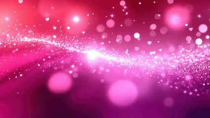 Obraz premium Glittering pink background, sparkling particles, magical atmosphere, bokeh lights, dreamlike, ethereal glow, shimmering surface, vibrant fuchsia, cosmic dust, abstract, fantasy realm, soft focus, glow