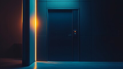 Mysterious Neon Doorway in a Modern Building