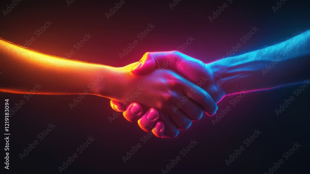 Aufkleber a close-up a handshake symbolizing collaboration unity in a digital