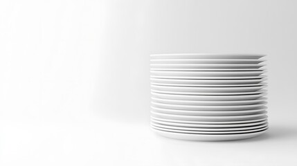Obraz premium Stack of White Plates on White Background