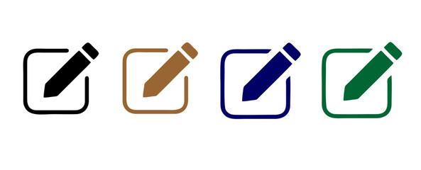 Edit pen flat vector icons set