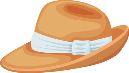 Stylish fedora hat featuring a light brown design and a delicate light blue ribbon, adding a touch of sophistication and timeless charm to any ensemble