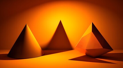 Abstract Orange Geometric Shapes 3D Render