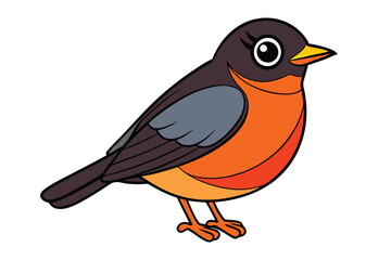 Cute Bird Vector art in Illustration on a White Background