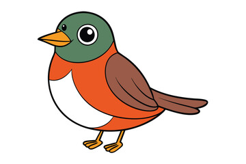 Cute Bird Vector art in Illustration on a White Background