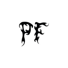 PF monogram logo design letter text name symbol monochrome logotype alphabet character simple logo