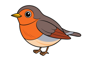 Cute Bird Vector art in Illustration on a White Background