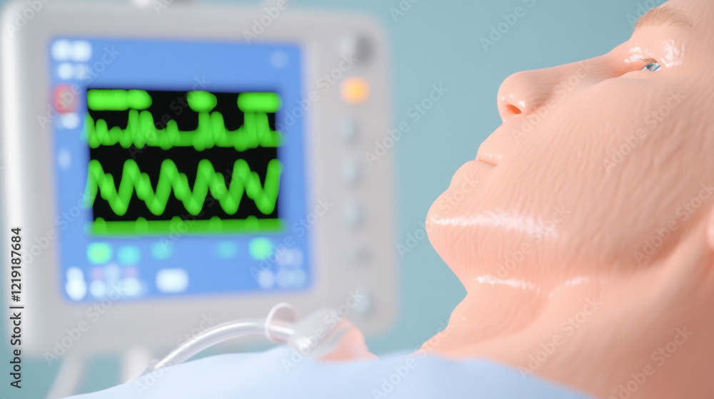 Poster trauma code, an artistic representation of an ekg machine displaying irregular heart activity, empha