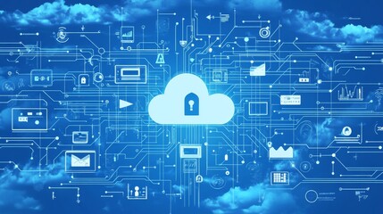 Futuristic digital technology background featuring abstract circuit patterns, glowing blue and white lines, and a high-tech interface design for innovation and connectivity concepts.


