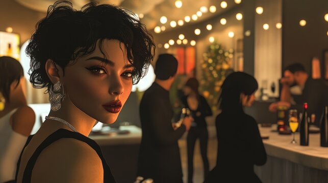 Fashionable Individual Embracing Dual Gender Styles with Confidence in Trendy Social Setting