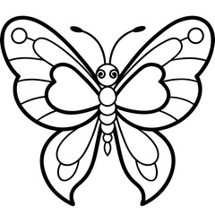 Romantic Butterfly Outline with Heart Shapes
