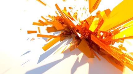 Abstract Orange Crystal Explosion 3D Render