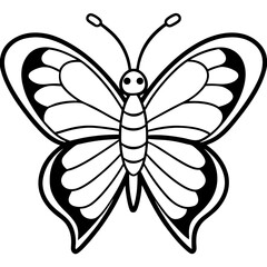 Romantic Butterfly Outline with Heart Shapes