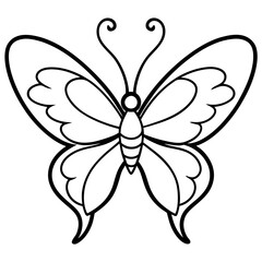 Romantic Butterfly Outline with Heart Shapes