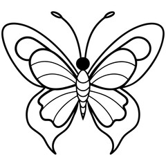 Romantic Butterfly Outline with Heart Shapes