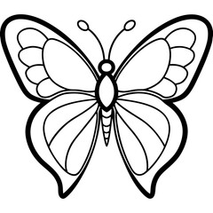 Romantic Butterfly Outline with Heart Shapes