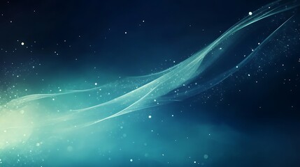 Obraz premium Abstract Teal Waves With Sparkling Dust and Light