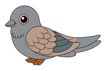 Cute Bird Vector art in Illustration on a White Background