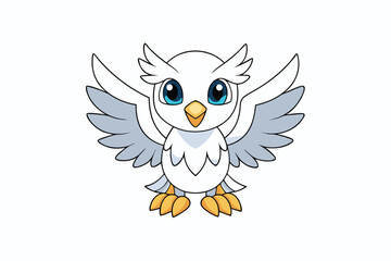 Cute Bird Vector art in Illustration on a White Background
