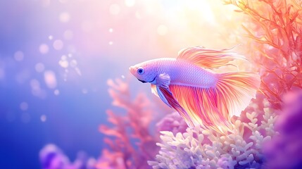 Fototapeta premium Graceful Red Fish Swimming in Crystal Clear Ocean Waters