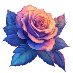cartoon rose on a transparent background