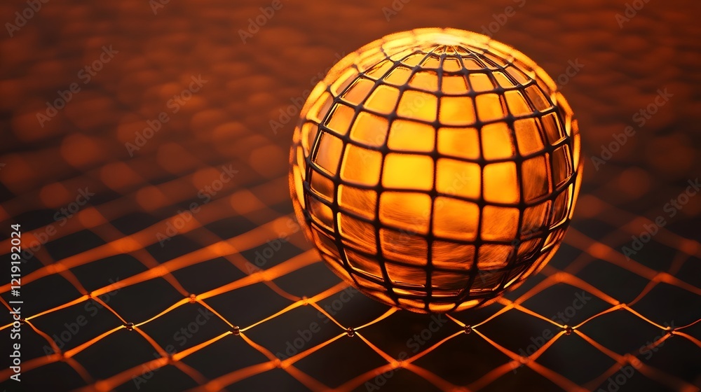 Poster glowing global communication and technology network grid sphere