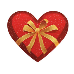 vector art minimal heart shaped gift box on a transparent background