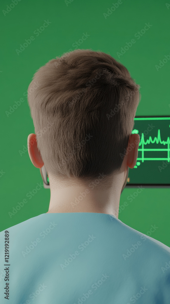 Poster trauma code, a high-fidelity 3d rendering of a heart monitor, showcasing critical medical data on it