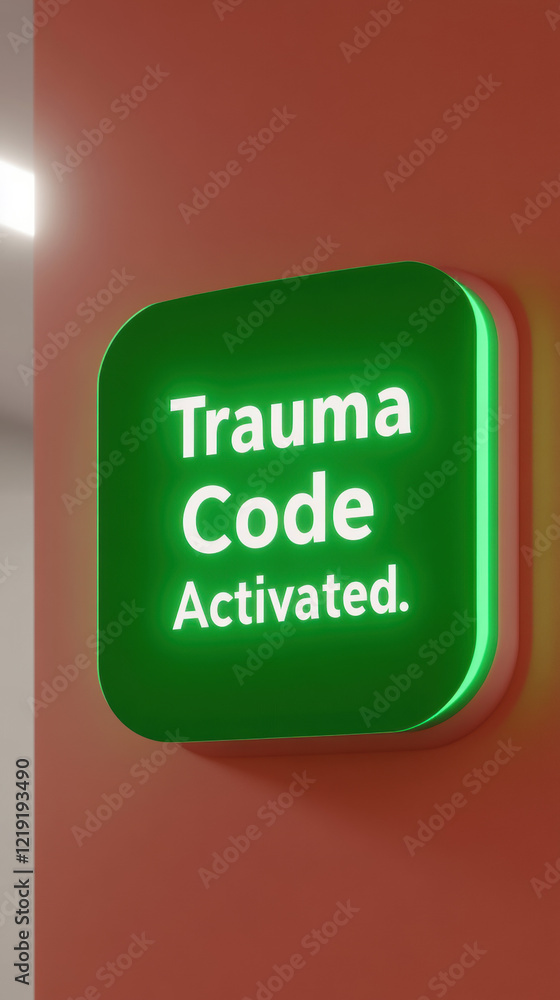 Poster trauma code, a high-fidelity 3d rendering of a hospital intercom system, showcasing detailed feature