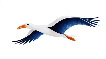 Obraz premium Stylized Illustration of a Bird in Flight with Colorful Wings on a White Background