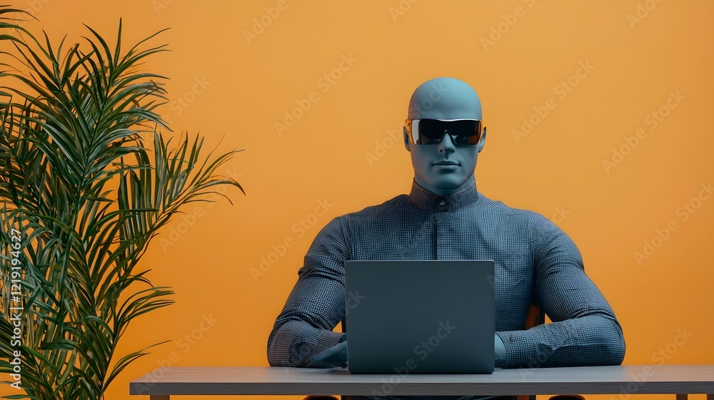 Poster innovative engineer analyzing data for integrated smart technology systems at sleek desk setup