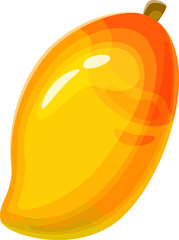 Cartoon illustration depicting a ripe mango with a vibrant gradient from yellow to orange, symbolizing freshness and ideal for healthy eating themes