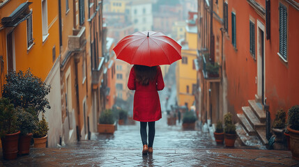 Woman in rainy day.