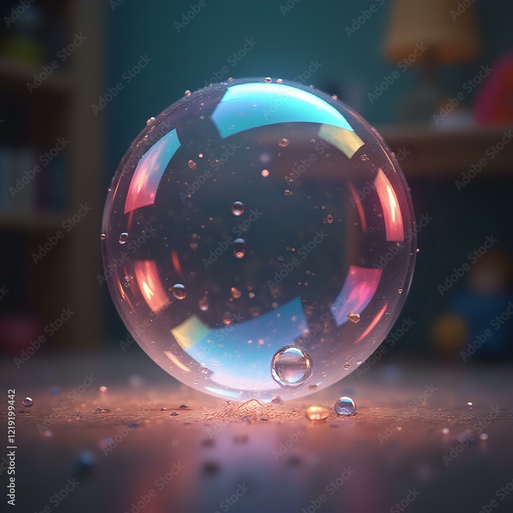 Poster the image features a close-up of a glass sphere with a glowing, reflective surface surrounded by num
