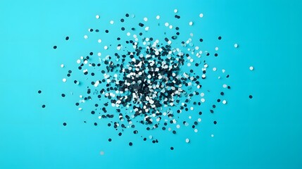 Colorful Confetti Explosion on Gradient Blue Background for Festive and Invitations