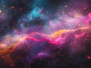 Surreal Music-Inspired Cosmos with Neon Nebulae and Sound Wave Light Trails