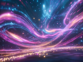 Surreal Music-Inspired Cosmos with Neon Nebulae and Sound Wave Light Trails