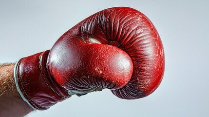 A boxer throwing a powerful punch with intense focus in the ring on a white isolated background