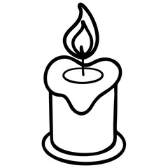 Serene Candle and Heart Line Drawing Design