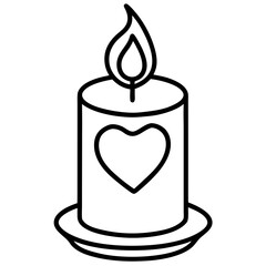 Serene Candle and Heart Line Drawing Design