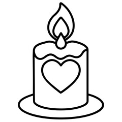 Serene Candle and Heart Line Drawing Design