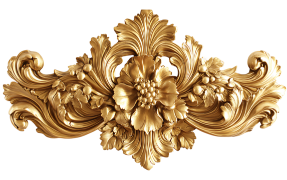 Single gold ornament decoration on white background