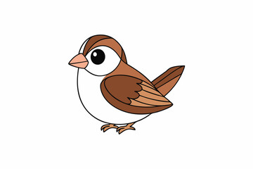 Cute Bird Vector art in Illustration on a White Background