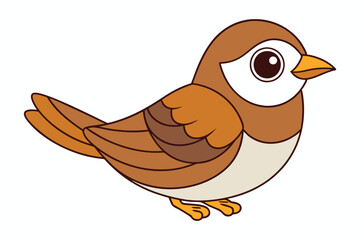 Cute Bird Vector art in Illustration on a White Background