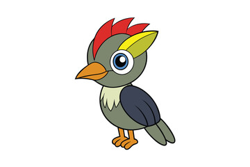 Cute Bird Vector art in Illustration on a White Background