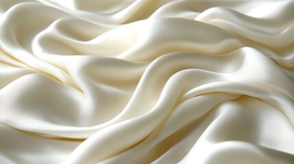 Obraz premium Creamy white satin fabric with soft, elegant folds.